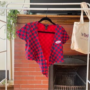Red and Blue Checkered Crop Top